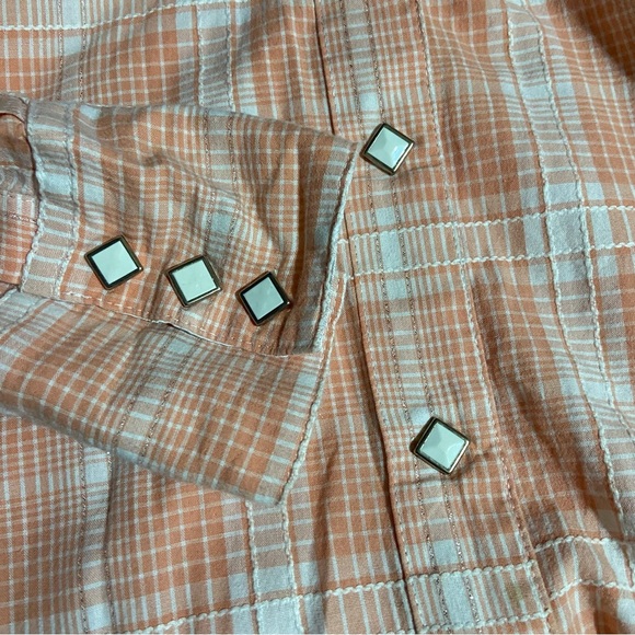 Cruel Girl Peach Plaid Western Button-Up Shirt Equestrian Cotton Rodeo Cowgirl S - Picture 4 of 9